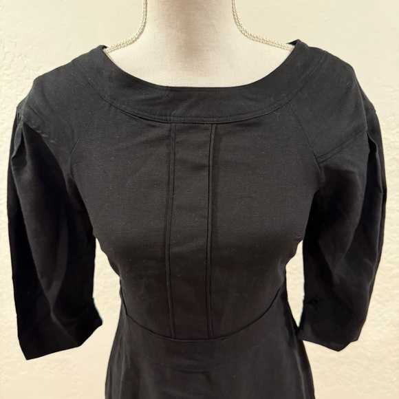 Banana Republic Linen Blend Classic Black Mini Dress Size OP Minimalist Preppy - Picture 11 of 11